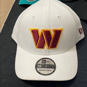 New Era White Cap with Washington football team Red and Yellow Logo
